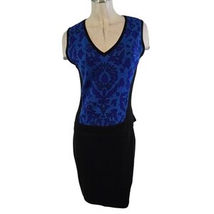 Marc New York Size M Blue Black Knit Dress Peplum